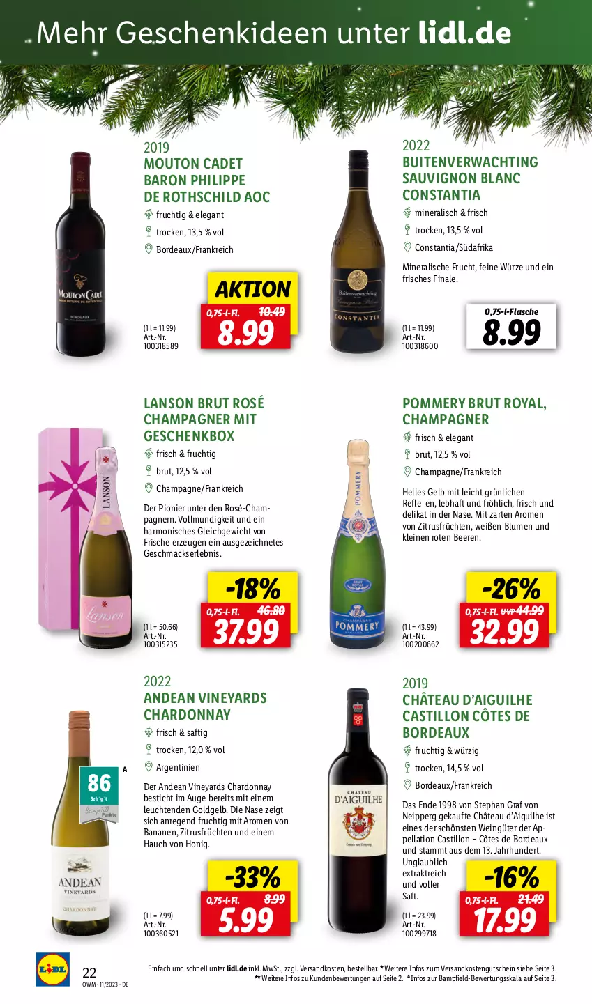 Aktueller Prospekt Lidl - Highlights in der Weinwelt - von 01.11 bis 30.11.2023 - strona 22 - produkty: asti, banane, bananen, beere, beeren, blume, blumen, brut, champagne, champagner, chardonnay, elle, flasche, frucht, früchte, früchten, Geschenkbox, gutschein, honig, leine, Leuchte, leuchten, mac, ndk, saft, sauvignon, sauvignon blanc, Ti, wein