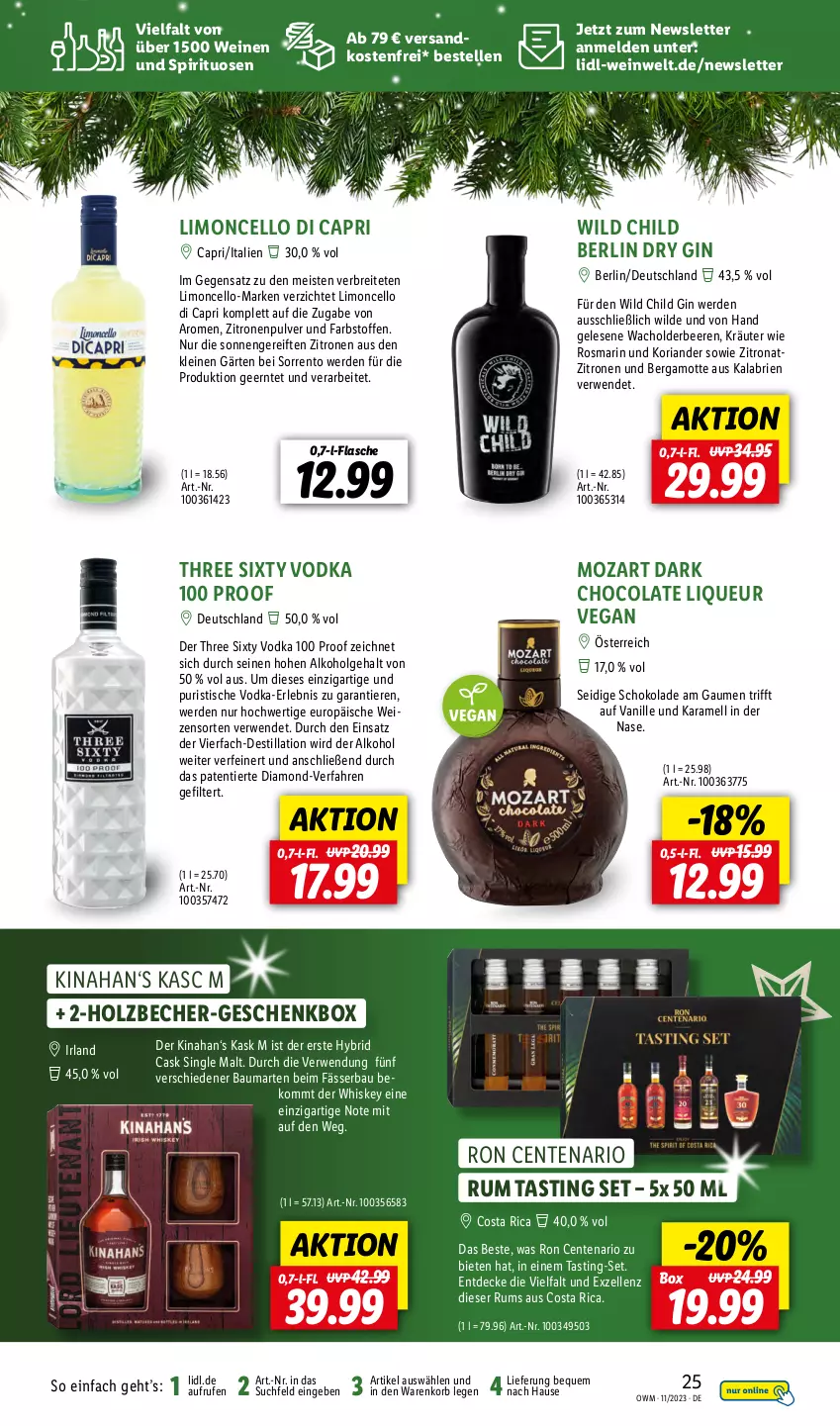 Aktueller Prospekt Lidl - Highlights in der Weinwelt - von 01.11 bis 30.11.2023 - strona 25 - produkty: alkohol, asti, Bau, Becher, beere, beeren, beko, Bergamotte, Brei, brie, Cap, cola, decke, dry gin, eis, elle, ente, erde, flasche, Geschenkbox, gin, Holz, karamell, korb, Koriander, kräuter, leine, LG, limo, Limoncello di Capri, liqueur, ndk, Ria, rosmarin, rum, rwe, schoko, schokolade, single malt, spirituosen, Three Sixty, Ti, Tiere, tisch, vanille, versandkostenfrei, vodka, wein, weine, whiskey, Wild, zitrone, zitronen