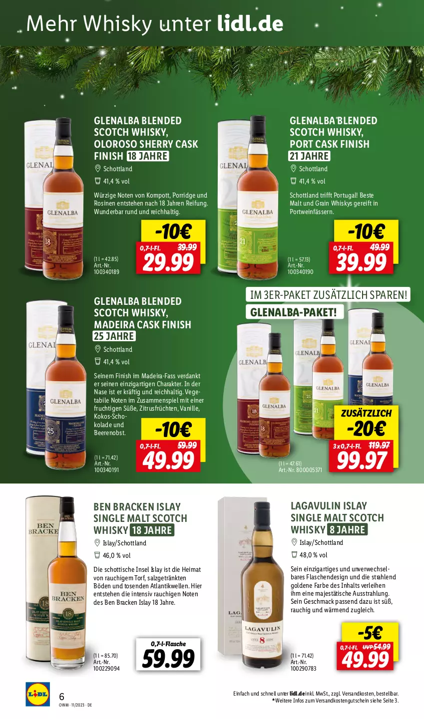 Aktueller Prospekt Lidl - Highlights in der Weinwelt - von 01.11 bis 30.11.2023 - strona 6 - produkty: beere, beeren, blended scotch, blended scotch whisky, elle, Finish, flasche, frucht, früchte, früchten, getränk, gutschein, islay single malt, kokos, mac, ndk, obst, porridge, Portwein, Rauch, rwe, salz, schoko, schokolade, schott, scotch, scotch whisky, single malt, Ti, tisch, vanille, Vegeta, wein, whisky