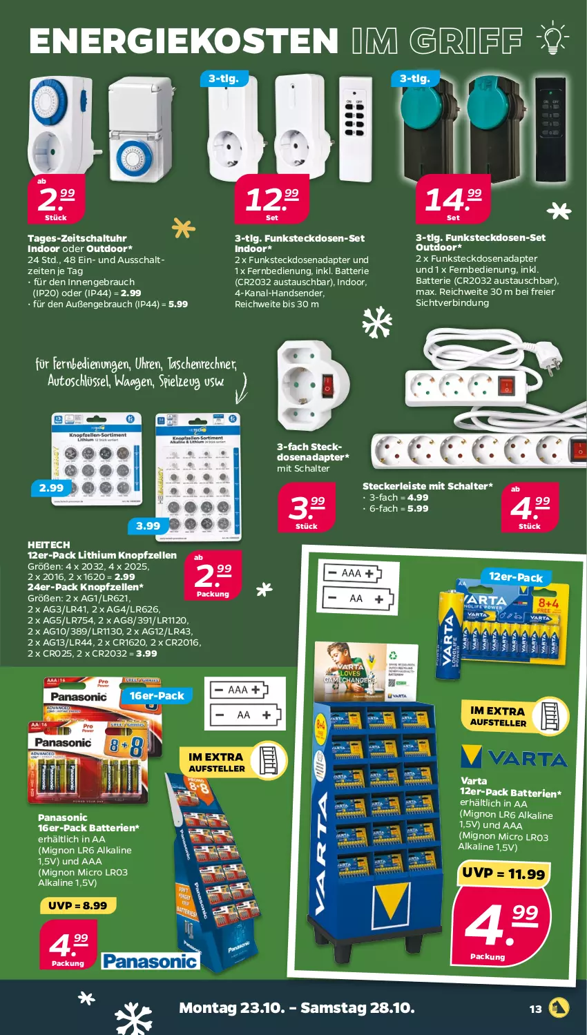 Aktueller Prospekt Netto - Woche 43 - von 23.10 bis 28.10.2023 - strona 13 - produkty: adapter, aust, auto, batterie, batterien, eier, eis, elle, fernbedienung, LG, panasonic, Rauch, Schal, spielzeug, steckdose, Steckdosenadapter, Tasche, taschen, uhr, varta, Waage