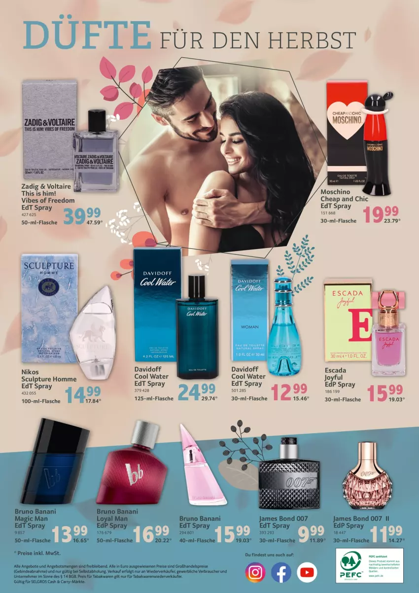 Aktueller Prospekt Selgros - Bodycare - von 15.09 bis 22.09.2022 - strona 8 - produkty: angebot, angebote, bruno banani, davidoff, edp spray, edt spray, eis, Escada, flasche, LG, Rauch, reis, Ti