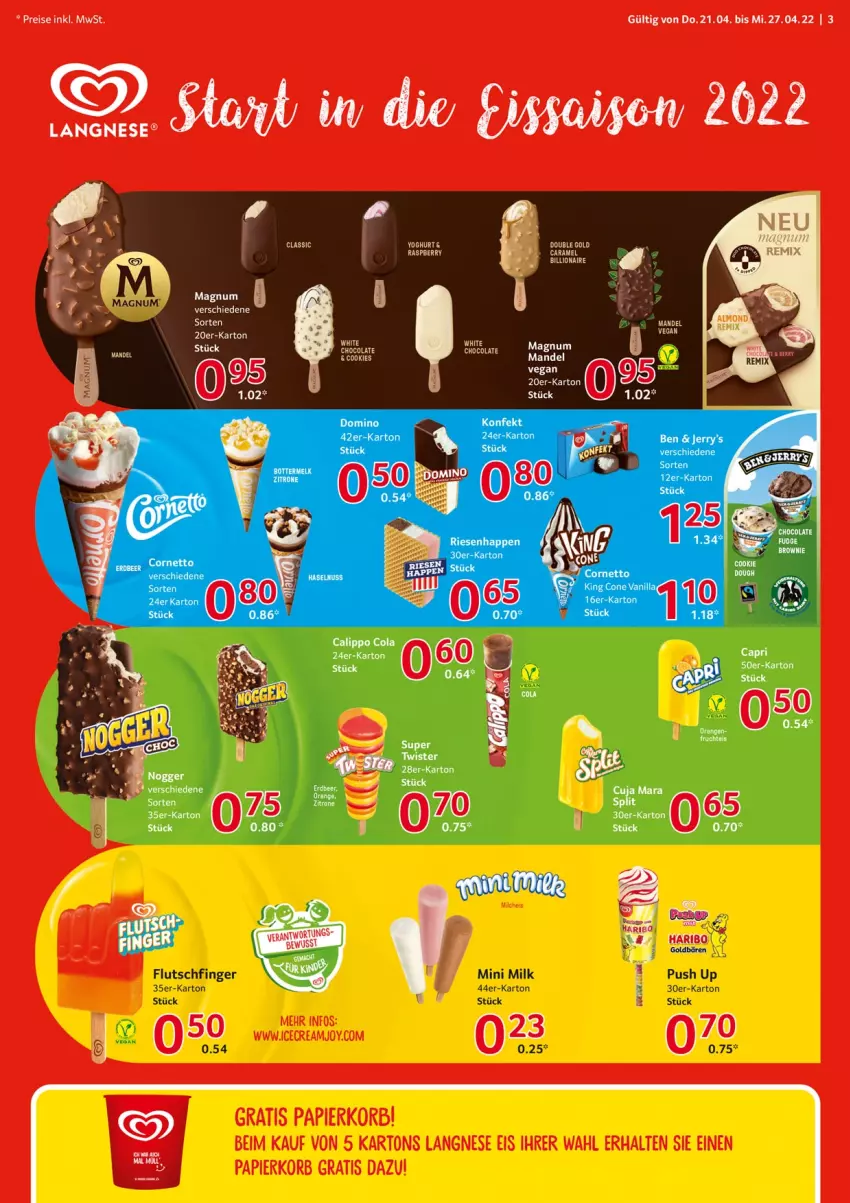 Aktueller Prospekt Selgros - Food - von 21.04 bis 27.04.2022 - strona 30 - produkty: brownie, caramel, cola, cookie, cookies, eis, frucht, langnese, lion, magnum, mandel, nogger, reis, Ti, white chocolate