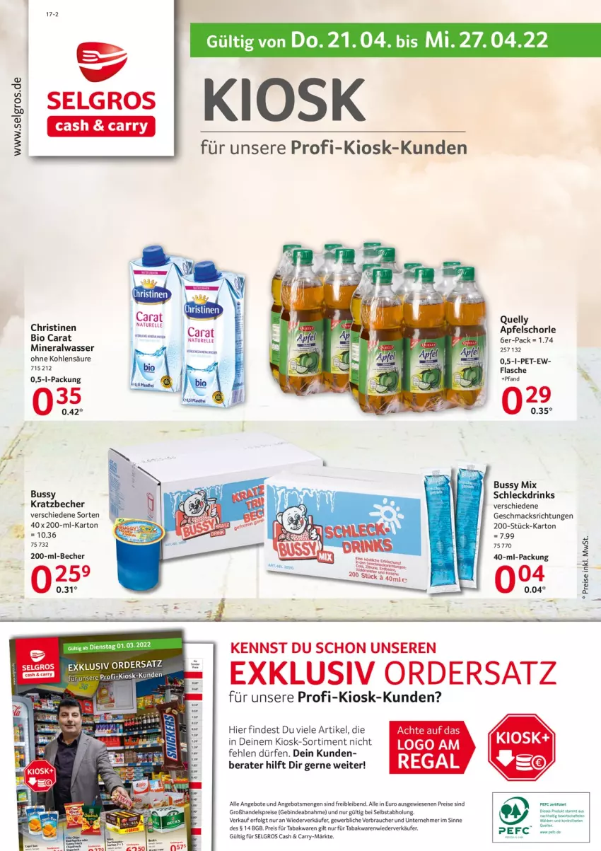 Aktueller Prospekt Selgros - Food - von 21.04 bis 27.04.2022 - strona 32 - produkty: Alwa, angebot, angebote, Becher, bio, drink, drinks, eis, elle, flasche, LG, mac, mineralwasser, natur, Rauch, reis, rel, Ti, wasser