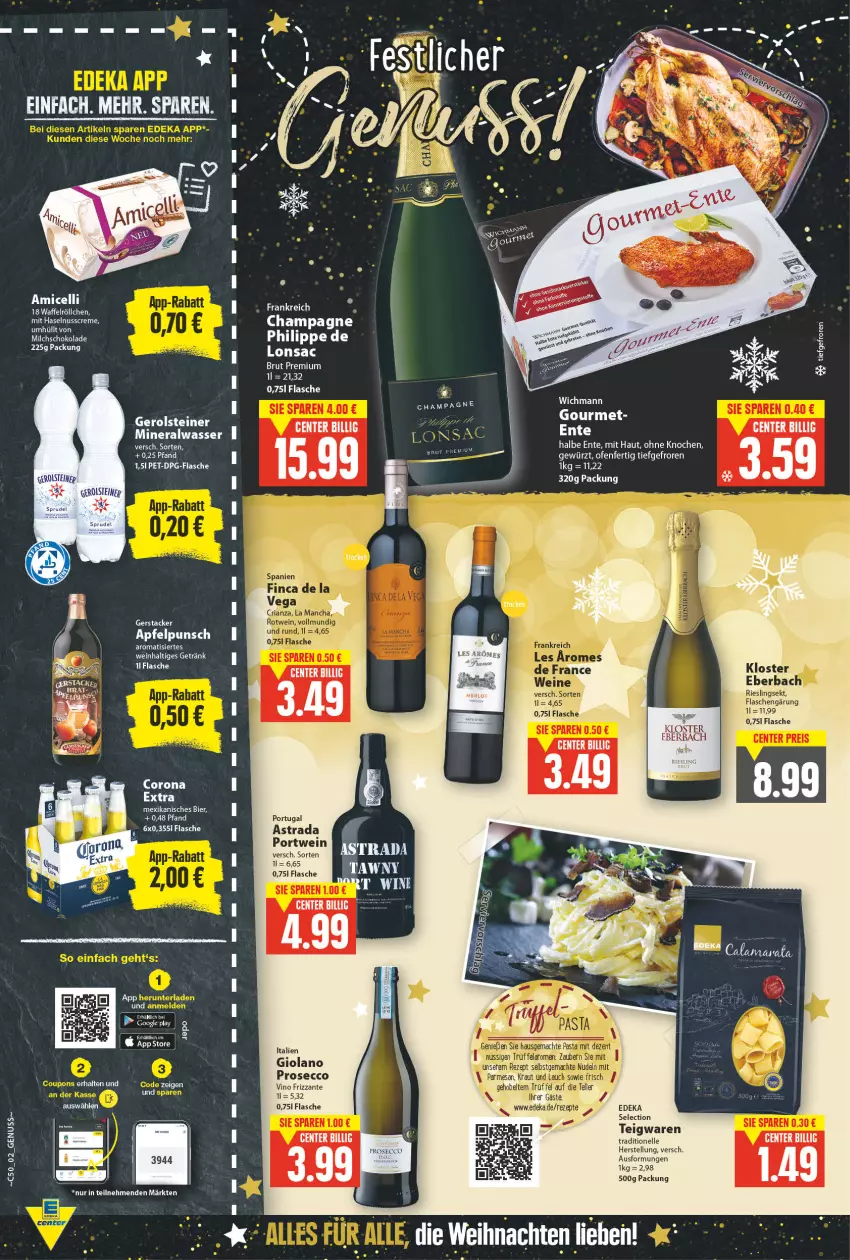 Aktueller Prospekt E Center - Angebote der Woche - von 13.12 bis 18.12.2021 - strona 2 - produkty: amicelli, Astra, bier, brut, creme, deka, ecco, ente, flasche, frizzante, gerolsteine, gerolsteiner, getränk, gewürz, haselnuss, Haselnusscreme, miele, milch, nuss, Ofen, Portwein, prosecco, riesling, sac, schoko, schokolade, sekt, steiner, tee, Ti, Waffelröllchen, wein