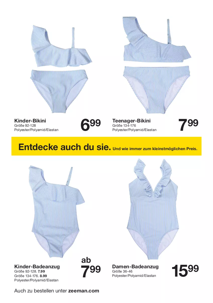 Aktueller Prospekt Zeeman - Prospekte - von 27.04 bis 03.05.2024 - strona 14 - produkty: Anzug, Bad, badeanzug, bikini, decke, eis, elle, Kinder, reis, tee