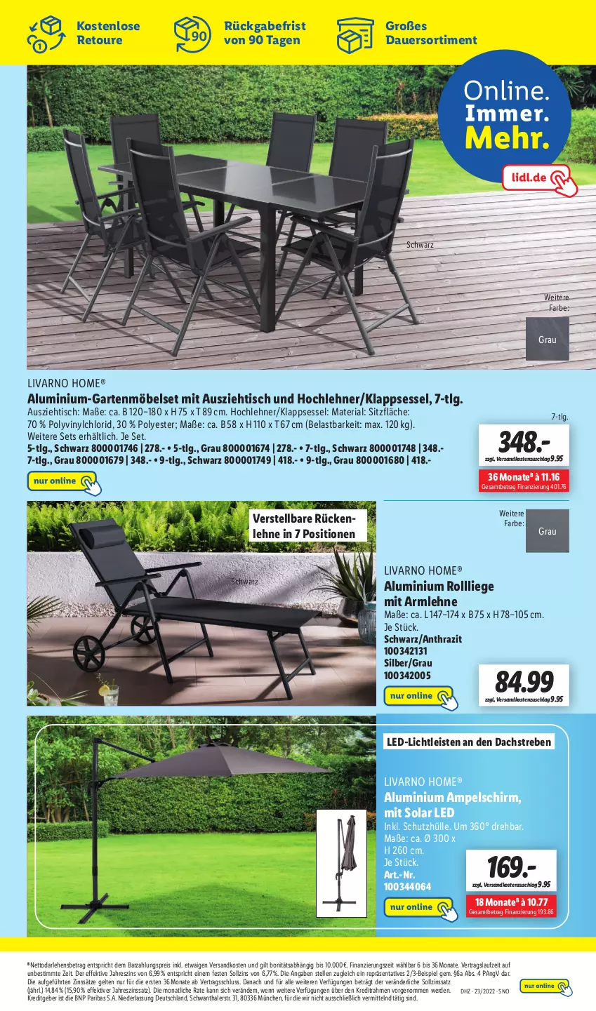 Aktueller Prospekt Lidl - Wochen-Highlights im Onlineshop - von 06.06 bis 12.06.2022 - strona 11 - produkty: ampelschirm, auer, eis, elle, erde, Garten, gartenmöbel, klappsessel, led-licht, LG, Liege, möbel, ndk, reis, Ria, rückenlehne, schutzhülle, sessel, Ti, tisch