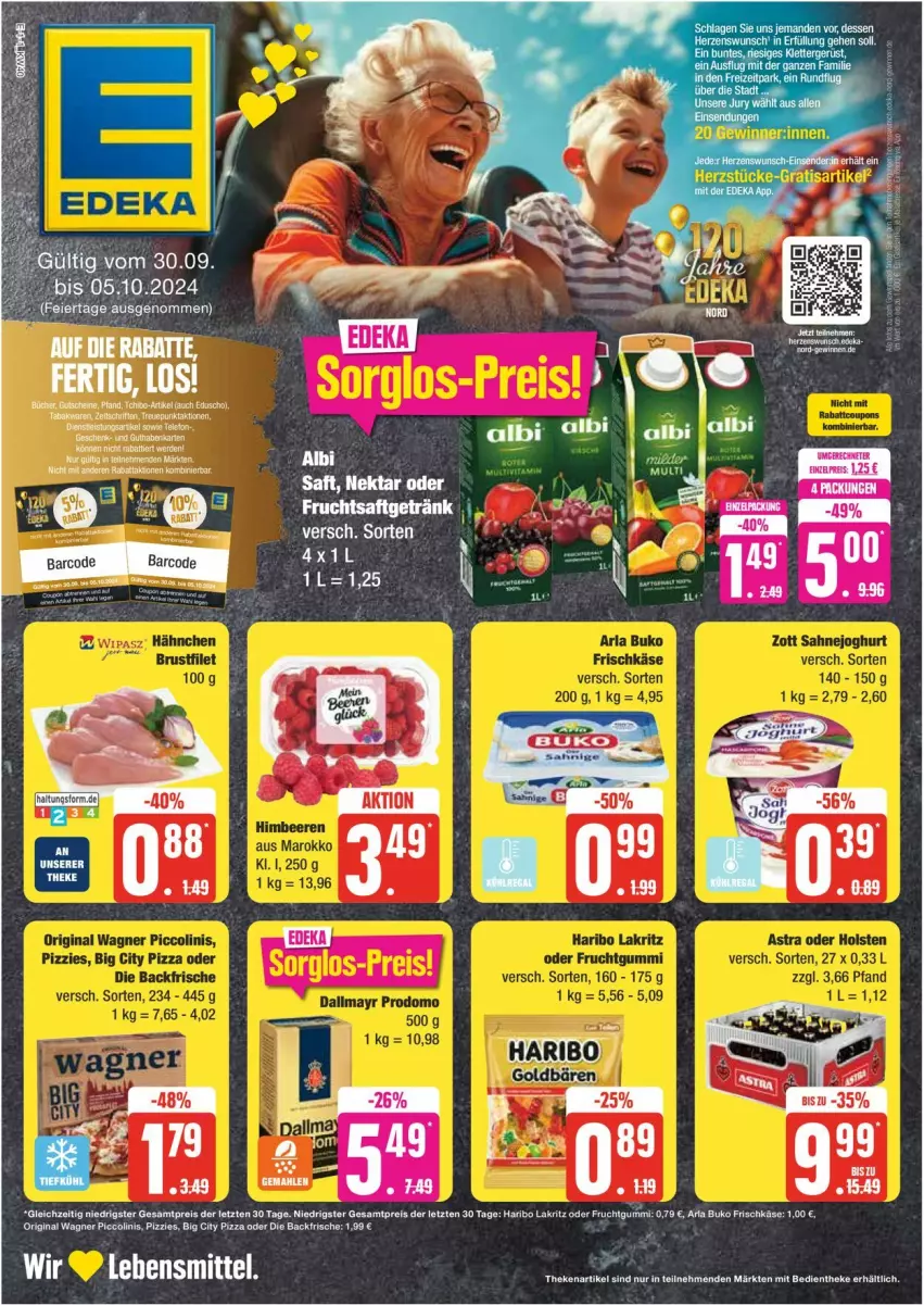 Aktueller Prospekt Edeka - Prospekte - von 30.09 bis 05.10.2024 - strona 1 - produkty: arla, arla buko, Buko, frischkäse, frucht, fruchtgummi, haribo, Käse, Lakritz, lebensmittel, tee, Ti, ZTE