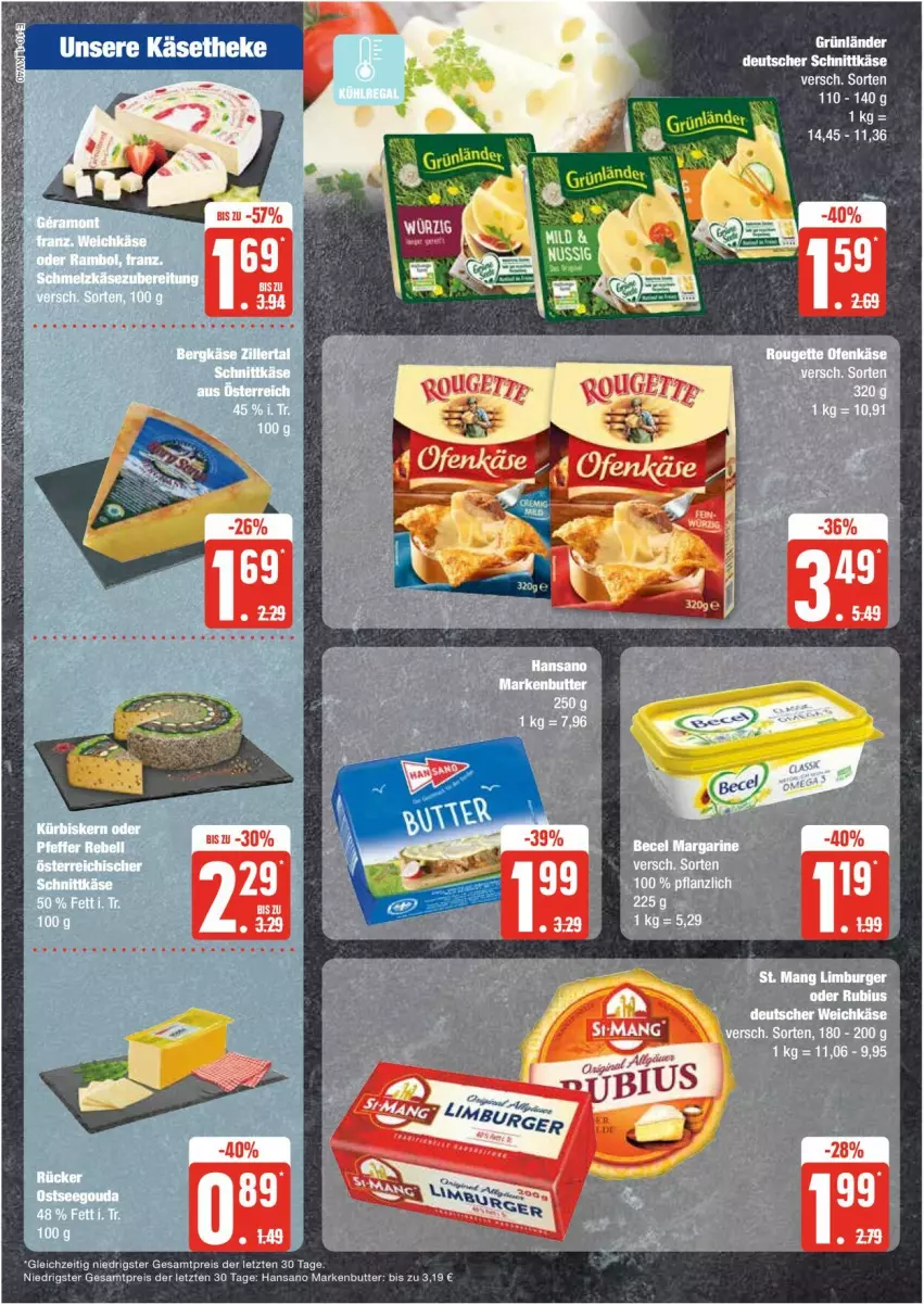 Aktueller Prospekt Edeka - Prospekte - von 30.09 bis 05.10.2024 - strona 10 - produkty: becel, butter, deutscher schnittkäse, deutscher weichkäse, eis, grünländer, Käse, margarine, markenbutter, nuss, reis, schnittkäse, Ti, weichkäse, ZTE