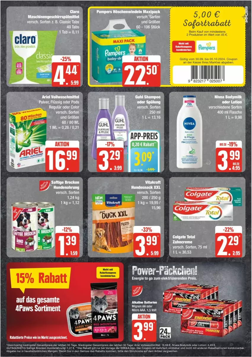 Aktueller Prospekt Edeka - Prospekte - von 30.09 bis 05.10.2024 - strona 17 - produkty: creme, flasche, hundesnack, korn, pampers, snack, Ti, zahncreme