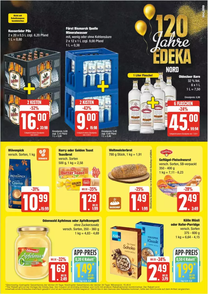 Aktueller Prospekt Edeka - Prospekte - von 30.09 bis 05.10.2024 - strona 3 - produkty: bismarck, eis, elle, hasseröder, pils, reis