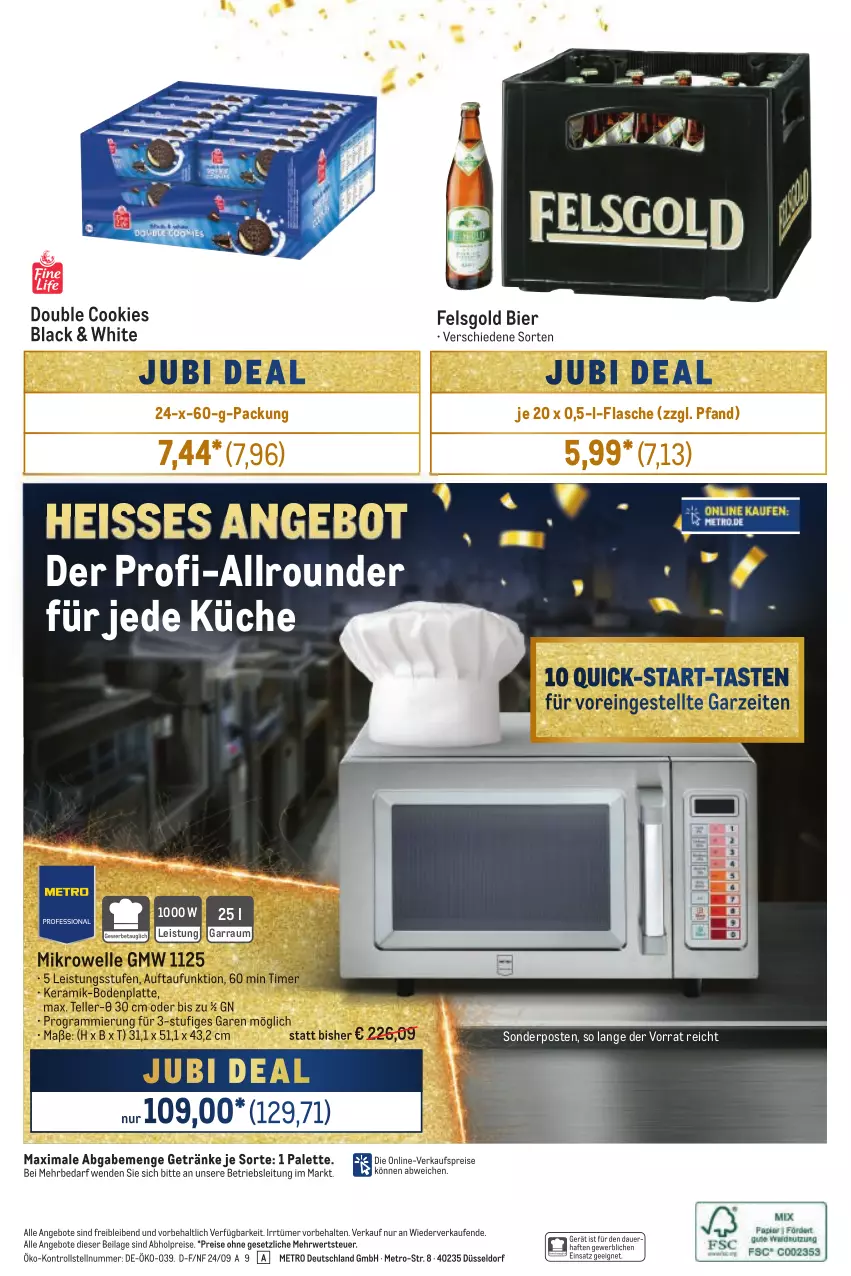 Aktueller Prospekt Metro - Händler Journal - von 05.09 bis 18.09.2024 - strona 24 - produkty: abholpreise, angebot, angebote, auer, bier, Bodenplatte, cookie, cookies, eis, elle, flasche, garraum, getränk, getränke, ilag, küche, lack, latte, Metro, mikrowelle, Palette, reis, rwe, sonderposten, teller, Ti, timer