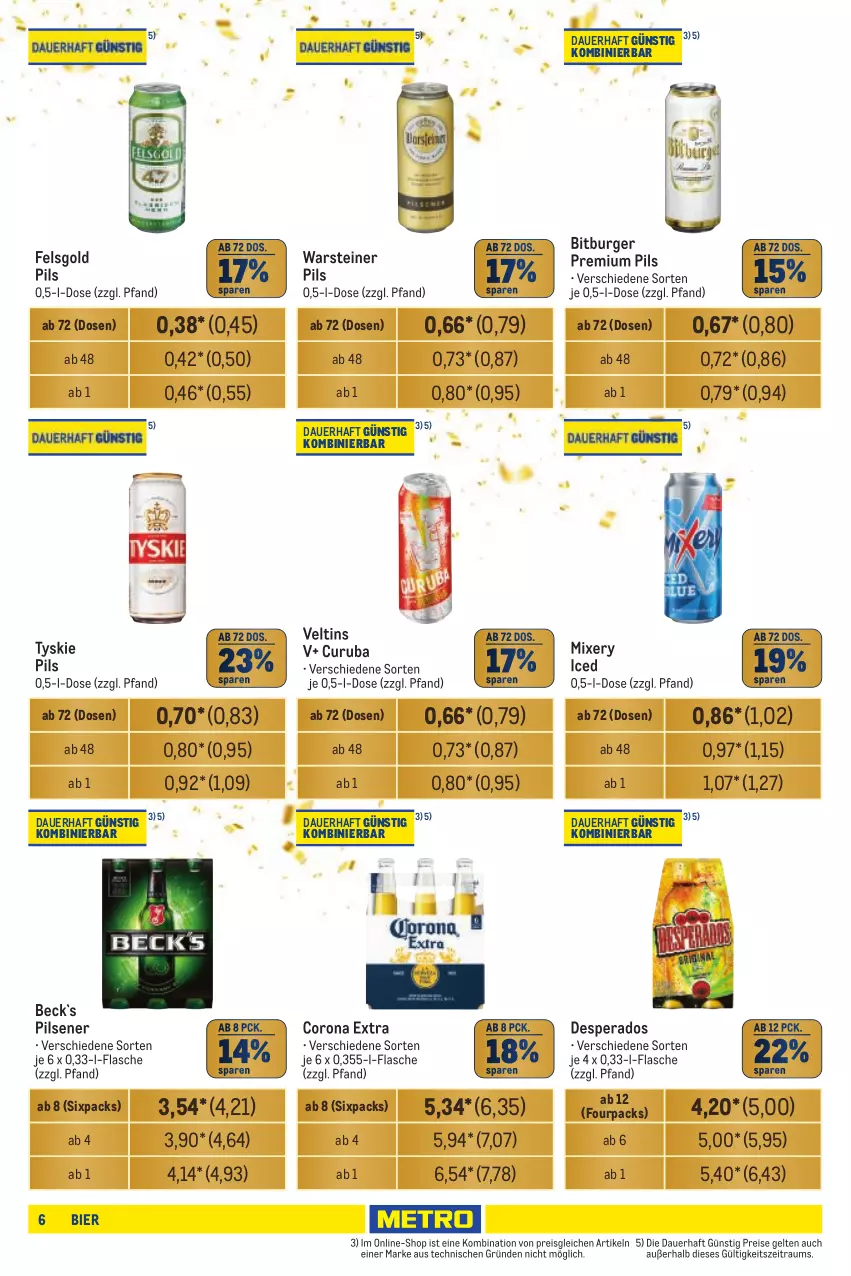 Aktueller Prospekt Metro - Händler Journal - von 05.09 bis 18.09.2024 - strona 6 - produkty: auer, bier, bitburger, burger, corona, corona extra, desperados, eis, flasche, Mixer, mixery, pils, pilsener, premium pils, reis, steiner, Ti, tyskie, veltins, warsteiner