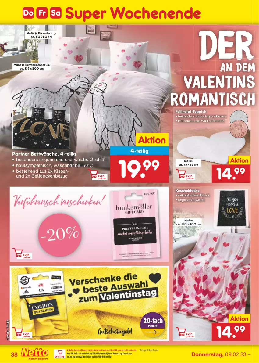 Aktueller Prospekt Netto Marken-Discount - Filial-Angebote - von 06.02 bis 11.02.2023 - strona 38 - produkty: bestpreis, bett, bettwäsche, decke, eis, kissen, Kissenbezug, kuscheldecke, ndk, reis, teppich, Ti, tisch, Wild