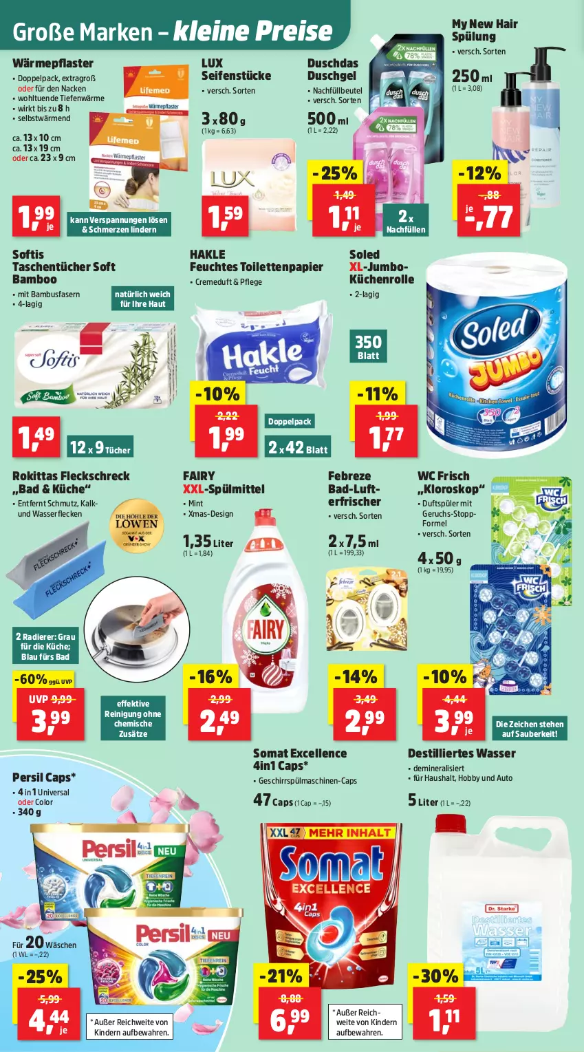 Aktueller Prospekt Thomas Philipps - von 22.09 bis 27.09.2025 - strona 14 - produkty: auto, Bad, bamboo, bambus, beutel, Cap, creme, duschdas, duschgel, eis, elle, fairy, febreze, feuchtes toilettenpapier, geschirr, hakle, Hobby, jumbo, Kinder, küche, Küchen, küchenrolle, leine, lufterfrischer, mint, papier, persil, pflaster, Reinigung, reis, Seife, somat, spülmaschinen, spülmittel, spülung, Tasche, taschen, taschentücher, Ti, toilettenpapier, tücher, wasser, wc frisch, xmas