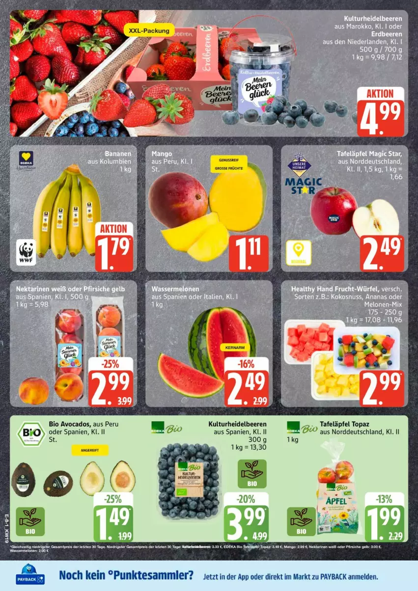 Aktueller Prospekt Edeka - Prospekte - von 04.05 bis 09.05.2026 - strona 10 - produkty: avocado, avocados, beere, beeren, bio, deka, edeka bio, eis, früchte, heidelbeere, heidelbeeren, Heu, mango, melone, melonen, Nektar, nektarinen, nuss, payback, reis, tafeläpfel, tesa, Ti, wasser, wassermelone, wassermelonen, ZTE