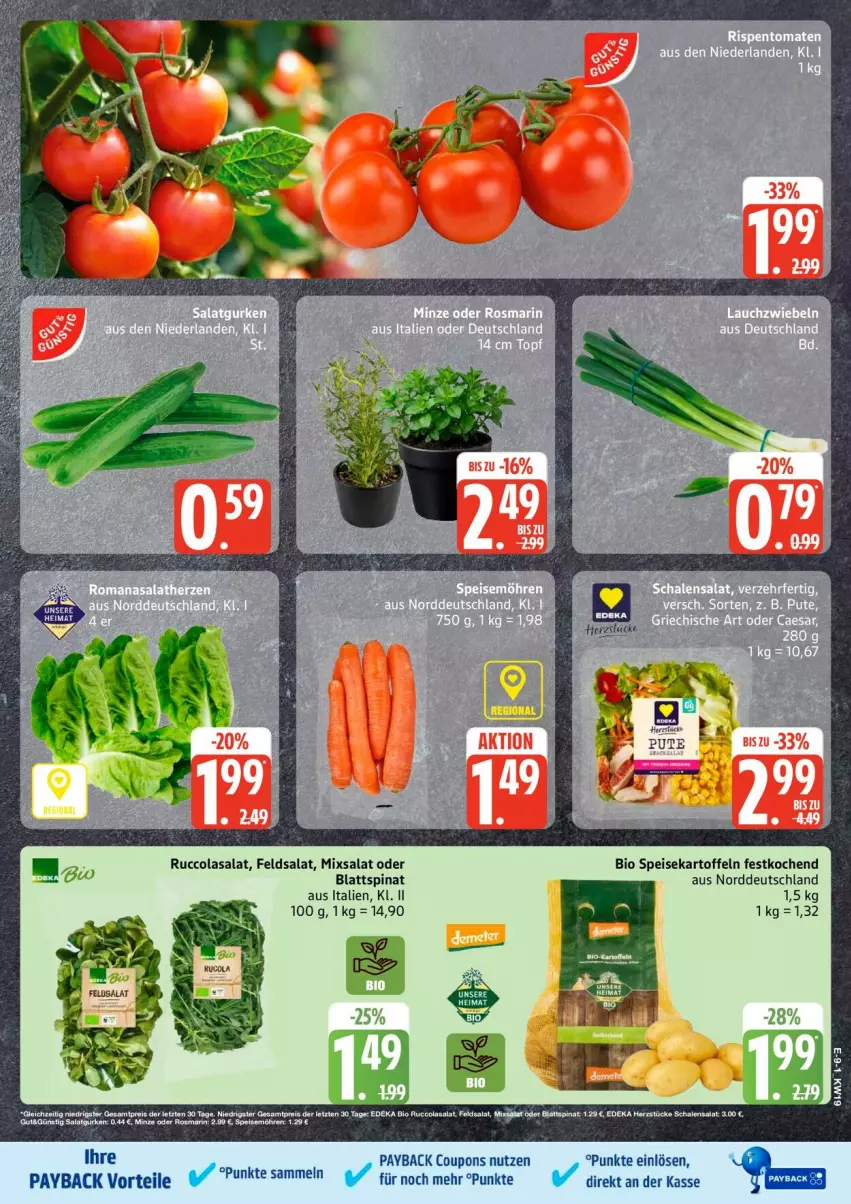 Aktueller Prospekt Edeka - Prospekte - von 04.05 bis 09.05.2026 - strona 11 - produkty: bio, blattspinat, cola, coupon, coupons, eis, feldsalat, kartoffel, kartoffeln, payback, salat, speisekartoffeln, spinat