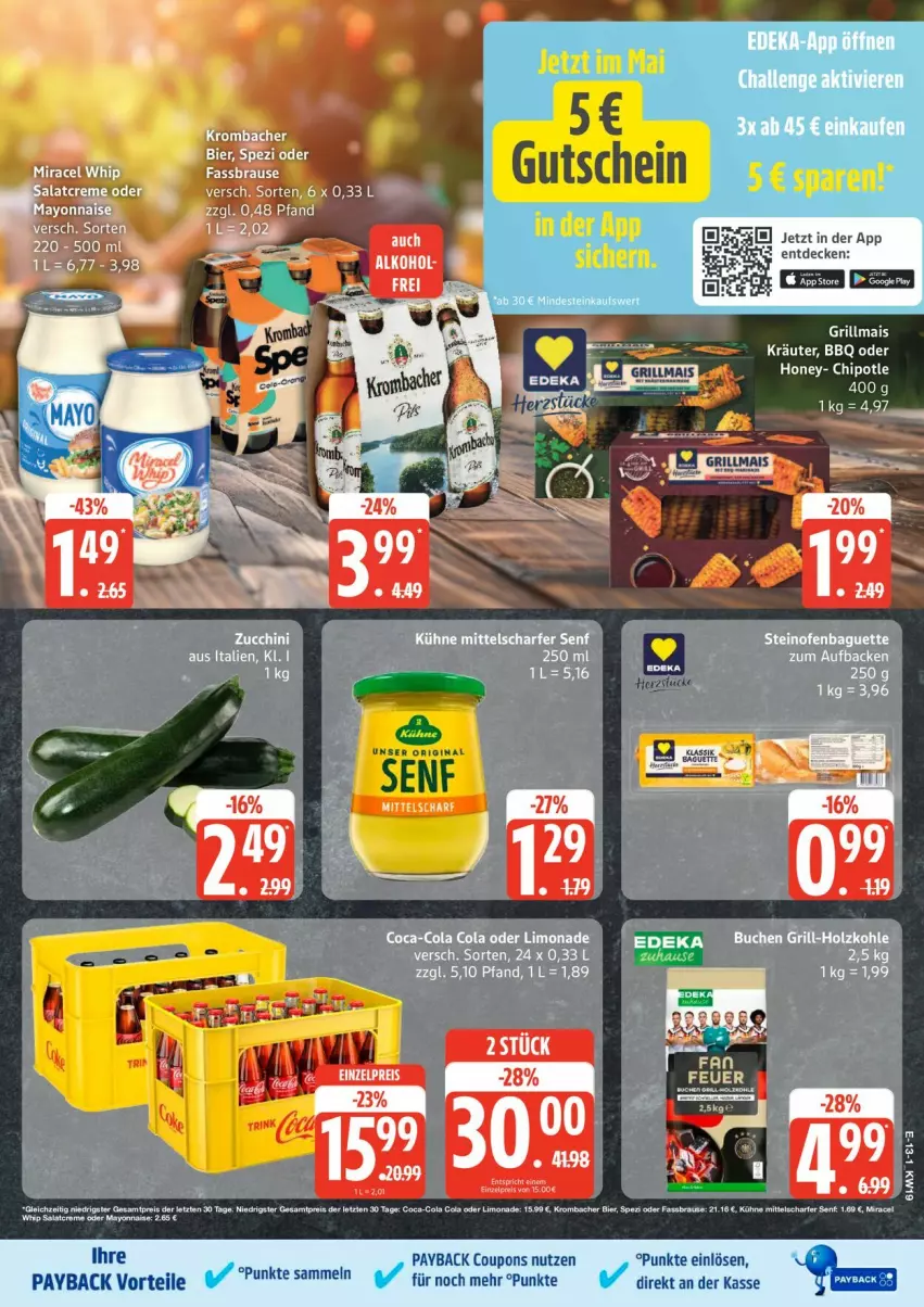 Aktueller Prospekt Edeka - Prospekte - von 04.05 bis 09.05.2026 - strona 15 - produkty: baguette, brause, coca-cola, cola, coupon, coupons, creme, decke, fassbrause, gin, kräuter, limo, limonade, Ofen, payback, steinofen, Yo