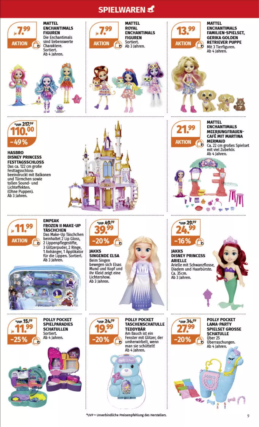 Aktueller Prospekt Mueller - Spielware & Multi-Media - von 27.11 bis 10.12.2022 - strona 9 - produkty: Anhänger, ariel, Bau, bürste, diadem, disney, eis, elle, fenster, Jungfrau, kleid, Make-up, Mattel, Puppe, reis, ring, Tasche, taschen, teller, Ti