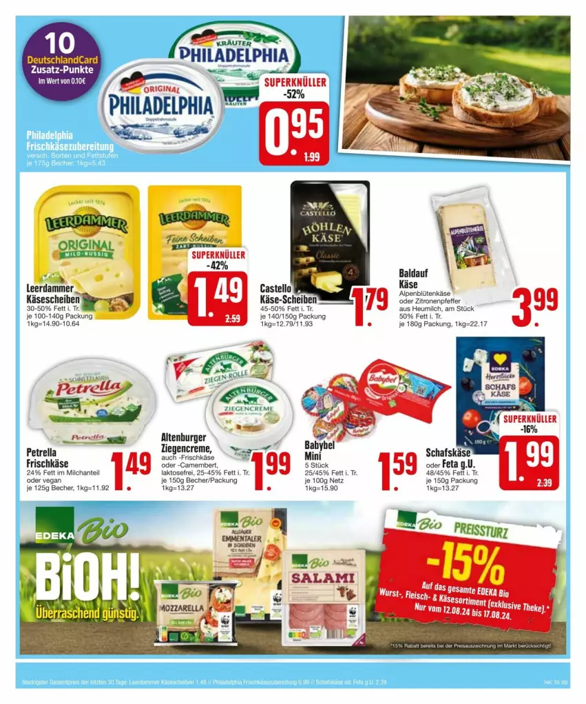 Aktueller Prospekt Edeka - Prospekte - von 11.08 bis 17.08.2024 - strona 11 - produkty: Becher, Berger, Blüte, camembert, deutschlandcard, feta, frischkäse, gin, Heu, heumilch, Käse, käsescheiben, leerdammer, milch, petrella, pfeffer, rel, schafskäse, tee, Ti, zitrone, zitronen