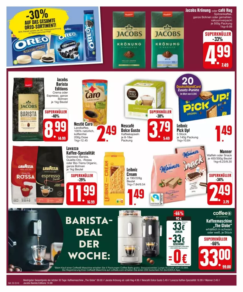 Aktueller Prospekt Edeka - Prospekte - von 11.08 bis 17.08.2024 - strona 12 - produkty: beutel, bio, bohne, bohnen, dolce gusto, eis, espresso, jacobs, jacobs krönung, kaffee, kaffeekapseln, kaffeemaschine, lavazza, leibniz, Manner, ndk, nescafe, oder espresso, reis, snack, Spezi, Ti, waffeln, ZTE