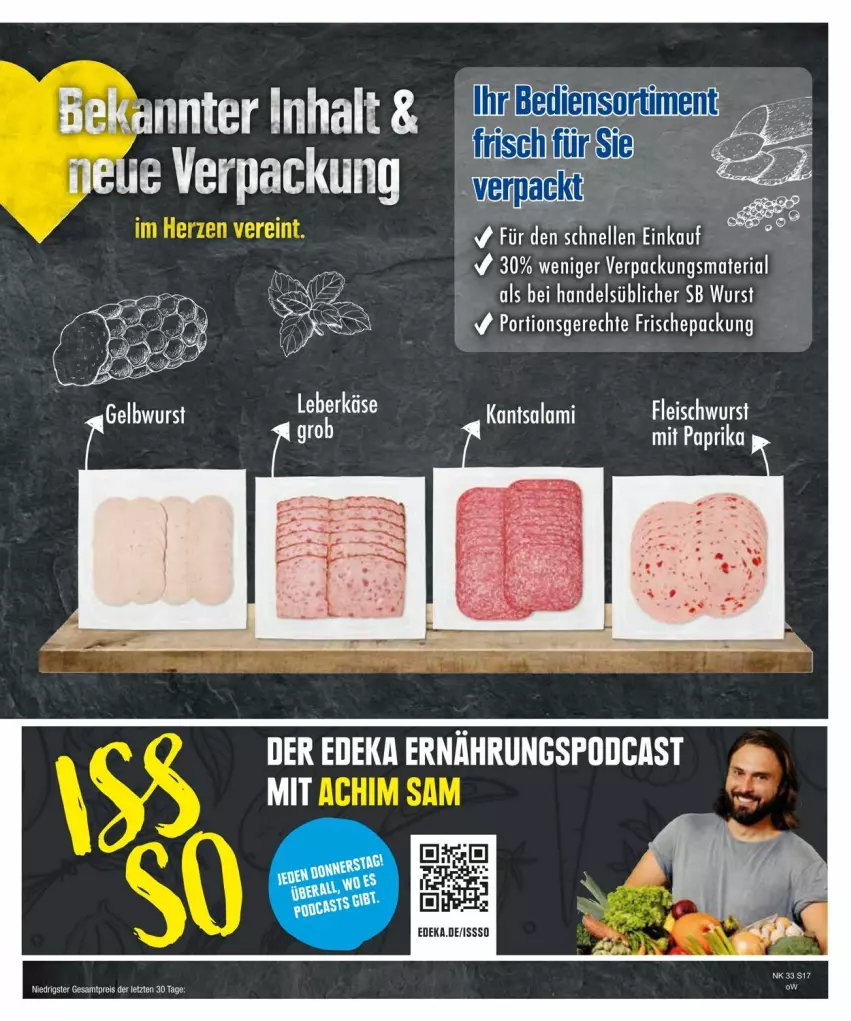 Aktueller Prospekt Edeka - Prospekte - von 11.08 bis 17.08.2024 - strona 19 - produkty: deka, eis, elle, reis, salami, Ti, wurst, ZTE