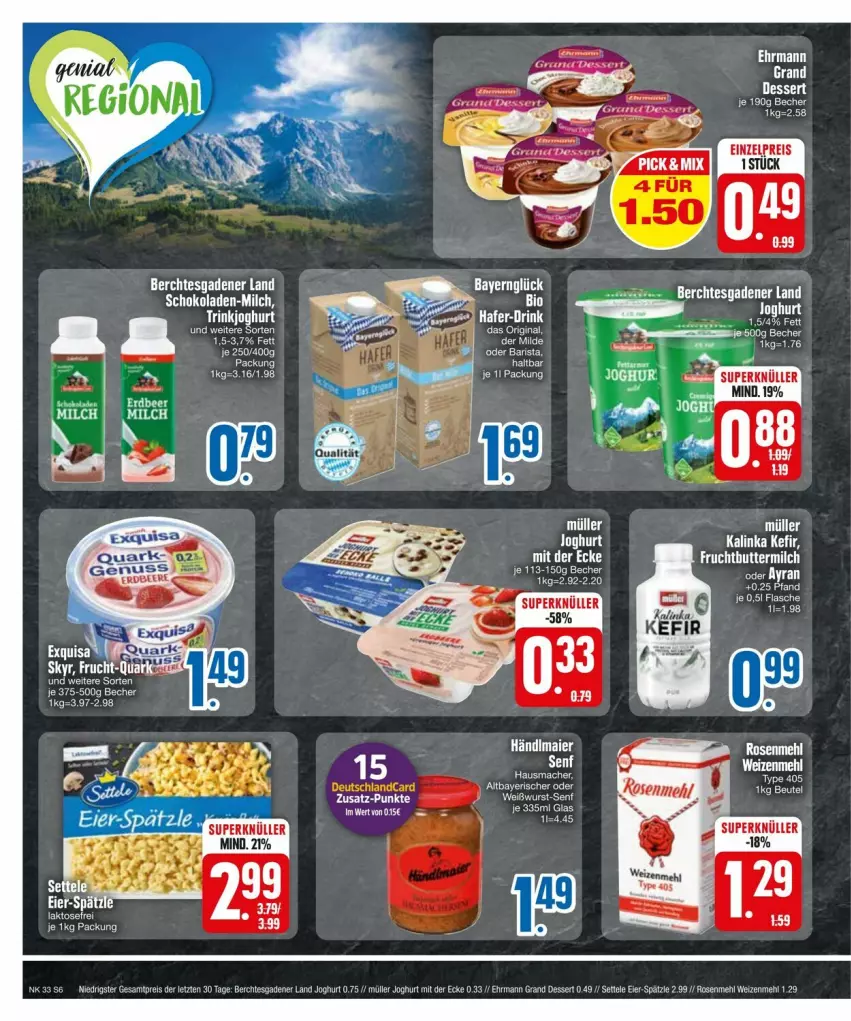 Aktueller Prospekt Edeka - Prospekte - von 11.08 bis 17.08.2024 - strona 8 - produkty: Becher, dessert, drink, ehrmann, Ehrmann Grand Dessert, eier, eis, erde, frucht, gin, hafer, Hausmacher, Heu, joghur, joghurt, joghurt mit der ecke, Kefir, mac, mehl, milch, reis, rosen, Rosenmehl, schoko, schokolade, schokoladen, senf, settele, Skyr, Ti, weizenmehl, ZTE