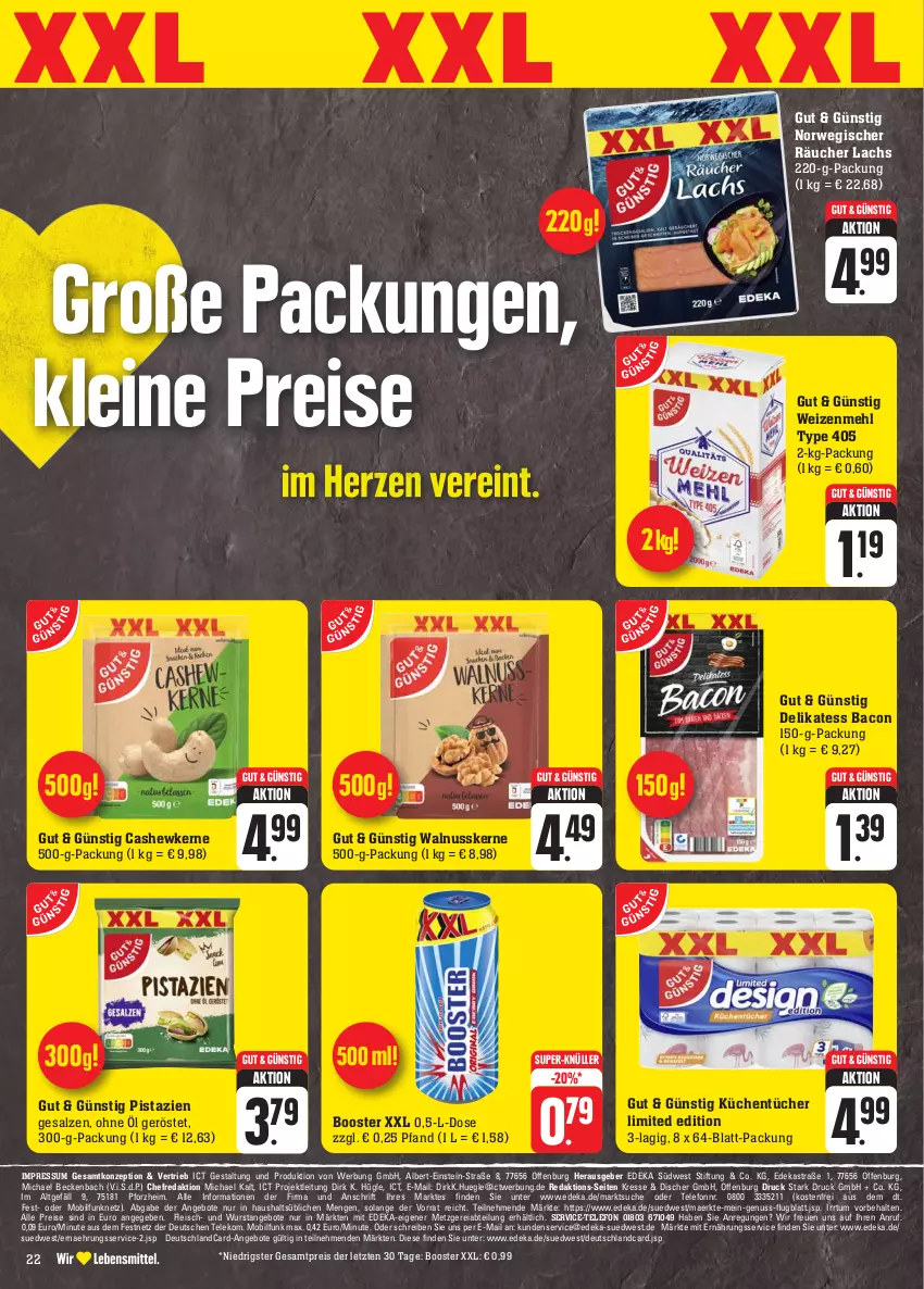 Aktueller Prospekt Edeka - Angebote der Woche - von 18.09 bis 23.09.2023 - strona 25 - produkty: Abtei, angebot, angebote, Astra, bacon, Cashew, cashewkerne, deka, deutschlandcard, eis, fleisch, küche, Küchen, küchentücher, lachs, leine, mehl, nuss, pistazien, reis, rwe, salz, südwest, super-knüller, telefon, Ti, tücher, type 405, walnuss, walnusskerne, weizenmehl, wurst, ZTE