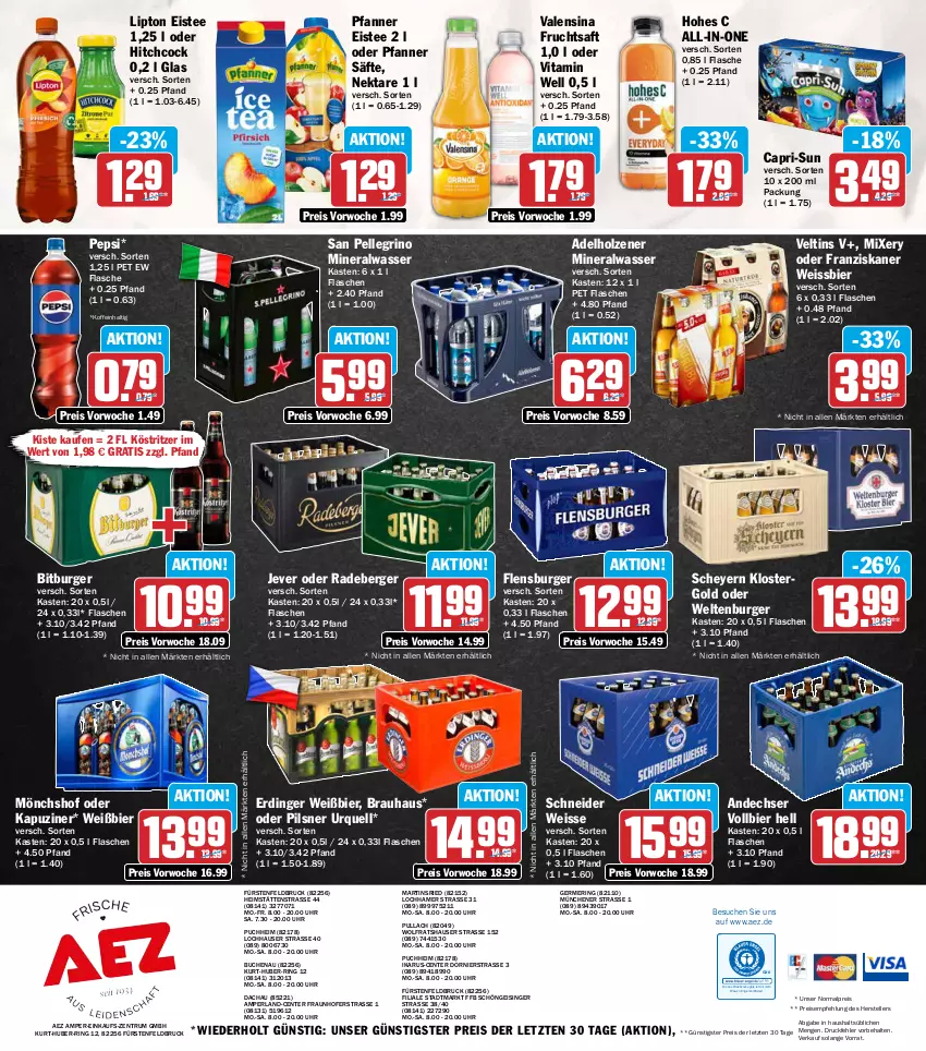 Aktueller Prospekt Aez - Prospekte - von 19.10 bis 24.10.2026 - strona 16 - produkty: adelholzener, AEZ, Alwa, Berger, bier, bitburger, buch, burger, Cap, capri-sun, drucker, eis, eistee, elle, Engel, ente, erdinger, flasche, flensburger, franziskaner, frucht, fruchtsaft, Germ, Hohes C, Holz, jever, kerze, köstritzer, lipton, mineralwasser, Mixer, mixery, mönchshof, Nektar, pepsi, perla, pfanne, Pfanner, pils, pilsner, pilsner urquell, radeberger, reis, ring, rum, saft, säfte, san pellegrino, tee, teller, Ti, uhr, valensina, veltins, vita, wasser, weissbier, ZTE