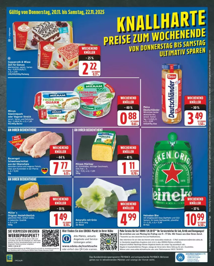 Aktueller Prospekt Edeka - Prospekte - von 17.11 bis 22.11.2025 - strona 16 - produkty: angebot, angebote, auer, Bau, Bauer, bauerngut, bier, deka, elle, gewürz, gewürzquark, heineken, milram, quark, Schal, Schale, schnitzel, schwein, schweine, schweineschnitzel, tee, telefon, Ti, wein, weine