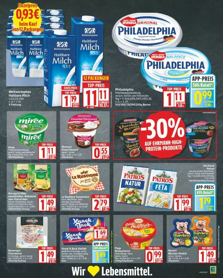 Aktueller Prospekt Edeka - Prospekte - von 17.11 bis 22.11.2025 - strona 7 - produkty: Becher, deit, eis, elle, flakes, frischkäse, frischkäsezubereitung, gin, hochland, Käse, pasta, philadelphia, reinert, reis, top-preis, weihenstephan, ZTE