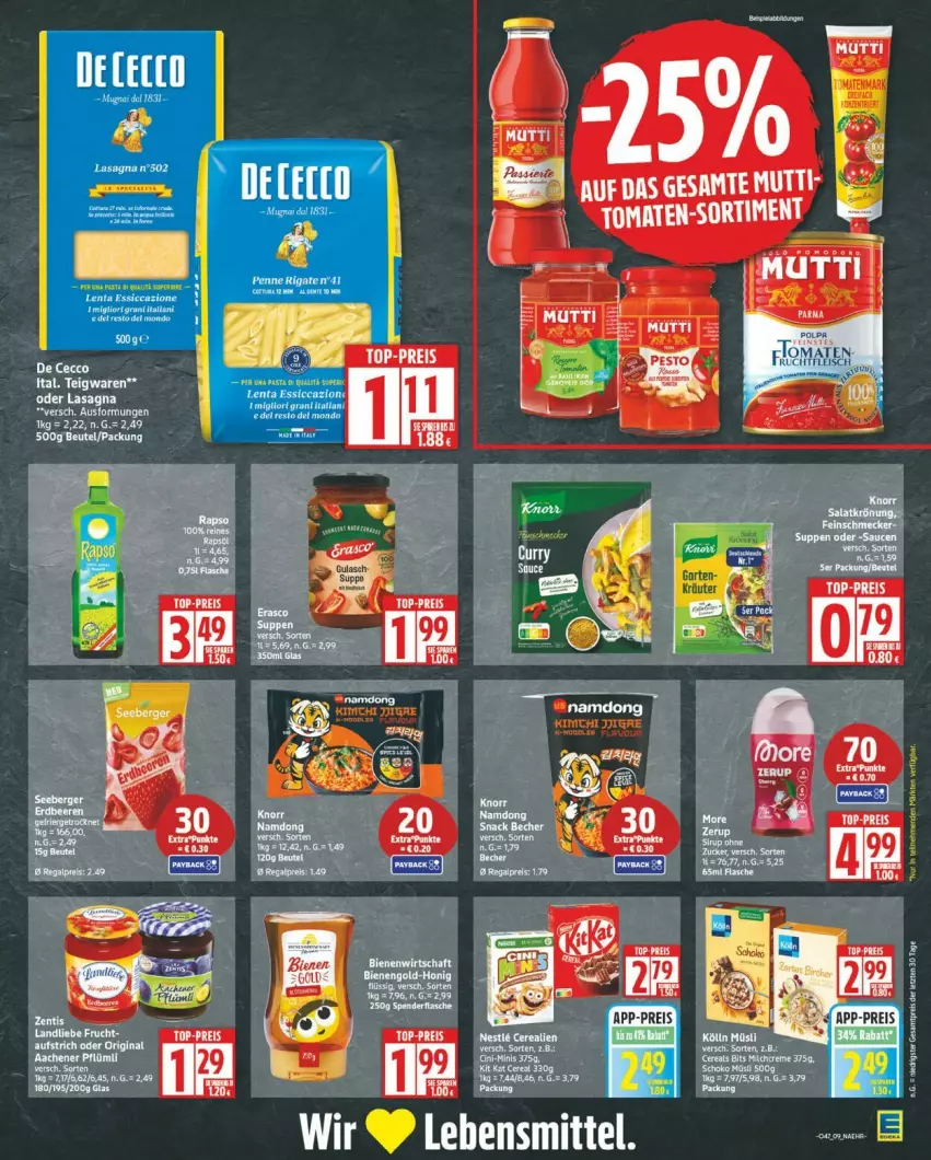 Aktueller Prospekt Edeka - Prospekte - von 17.11 bis 22.11.2025 - strona 9 - produkty: aufstrich, beutel, De Cecco, deka, ecco, eis, Garten, gin, honig, Kit Kat, kräuter, lebensmittel, Razer, regal, reis, tee, teigwaren, top-preis