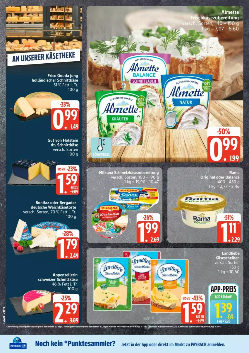 Aktueller Prospekt Edeka - Prospekte - von 13.04 bis 18.04.2026 - strona 10 - produkty: bergader, frico, gouda, gouda jung, gut von holstein, holländischer schnittkäse, Käse, payback, schnittkäse, schweizer schnittkäse, tesa