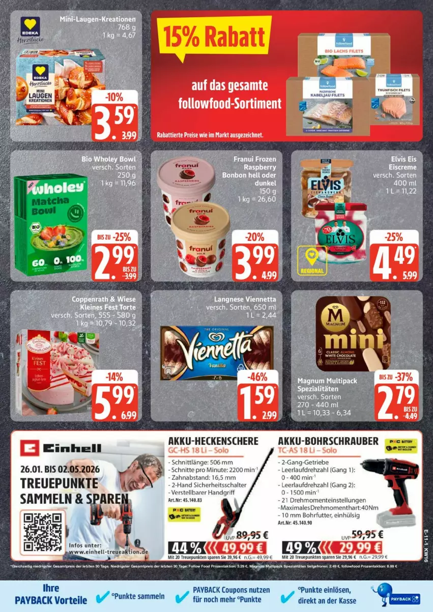 Aktueller Prospekt Edeka - Prospekte - von 13.04 bis 18.04.2026 - strona 13 - produkty: akku, akku-bohrschrauber, akku-heckenschere, Bohrschrauber, coupon, coupons, einhell, ente, heckenschere, payback, Schal, Schere, tee, Ti