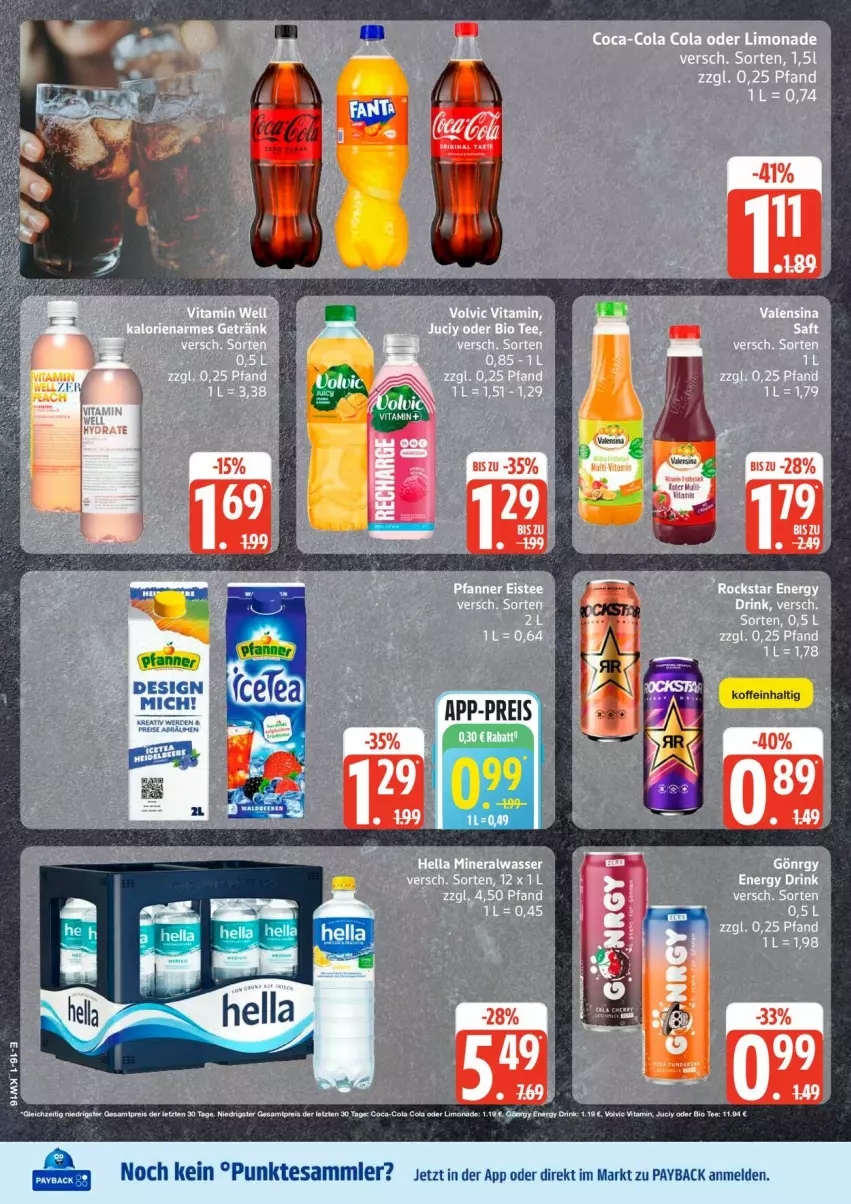 Aktueller Prospekt Edeka - Prospekte - von 13.04 bis 18.04.2026 - strona 20 - produkty: Alwa, bio, Brei, coca-cola, cola, drink, eis, hella, limo, limonade, mineralwasser, payback, reis, saft, tesa, Ti, vita, wasser, ZTE