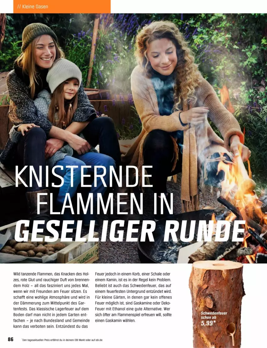 Aktueller Prospekt Obi - Prospekte - von 18.04 bis 31.05.2022 - strona 86 - produkty: eis, elle, Garten, Holz, Kamin, korb, lamm, leine, Rauch, reis, Schal, Schale, Ti, Wild