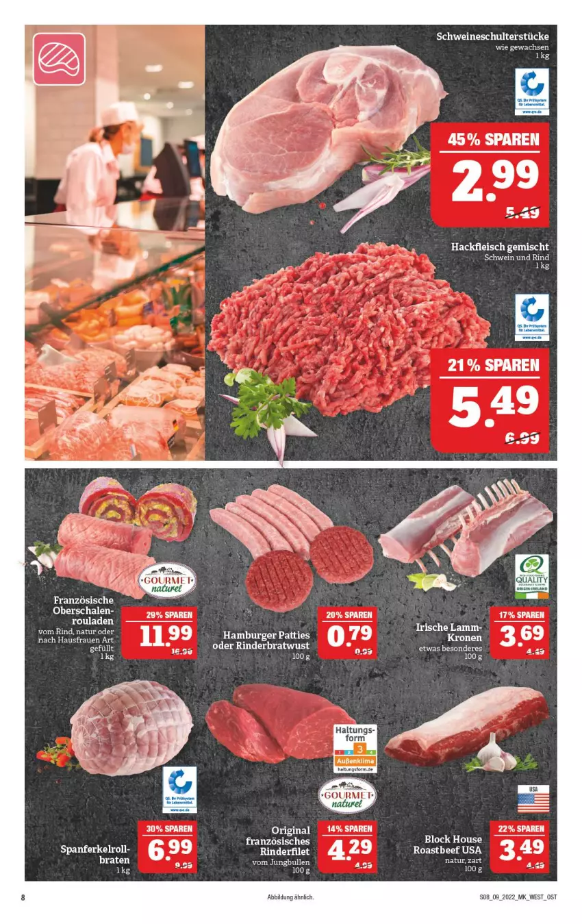 Aktueller Prospekt Marktkauf - Prospekt - von 27.02 bis 05.03.2022 - strona 12 - produkty: beef, burger, eis, fleisch, gin, hackfleisch, hackfleisch gemischt, hamburger, natur, rind, rinder, roastbeef, rouladen, Schal, Schale, schwein, schwein und rind, Ti, wein