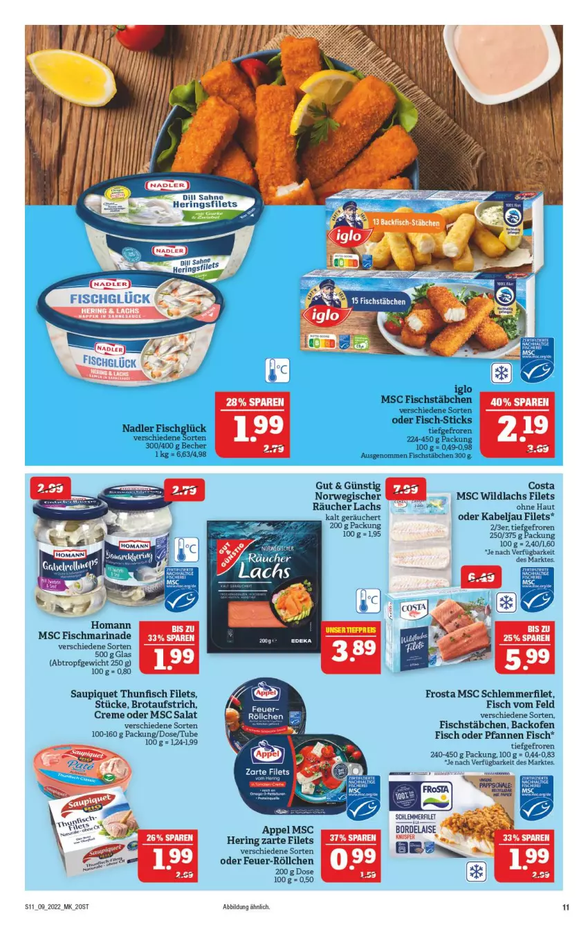 Aktueller Prospekt Marktkauf - Prospekt - von 27.02 bis 05.03.2022 - strona 15 - produkty: aufstrich, bordelaise, brot, brotaufstrich, creme, filet, filets, fisch, frosta, hering, Herings, heringsfilets, homann, lachs, marinade, pfanne, pfannen, Räucherlachs, ring, rum, rwe, sahne, salat, saupiquet, schlemmerfilet, thunfisch, thunfisch filets, Ti, Wild, wildlachs