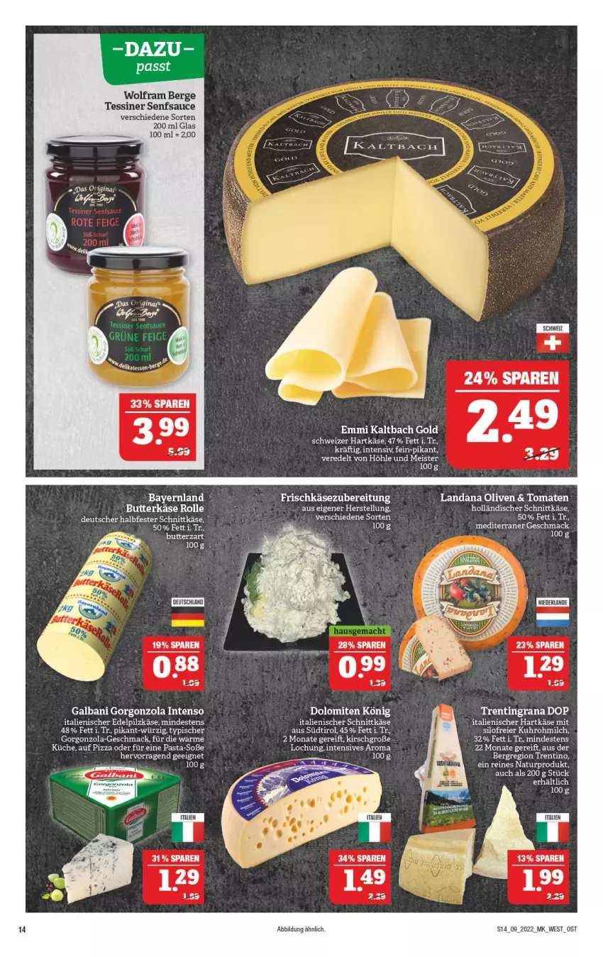 Aktueller Prospekt Marktkauf - Prospekt - von 27.02 bis 05.03.2022 - strona 18 - produkty: butter, butterkäse, eier, eis, emmi, frischkäse, frischkäsezubereitung, galbani, gin, gorgonzola, grana, halbfester schnittkäse, hartkäse, holländischer schnittkäse, intenso, Käse, kirsch, küche, mac, Meister, milch, natur, olive, oliven, pasta, pizza, Rana, sauce, schnittkäse, schweizer hartkäse, senf, Soße, Ti, tomate, tomaten, uhr