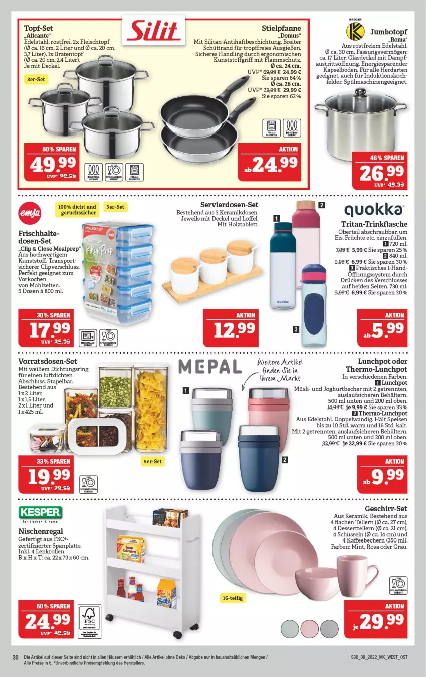 Aktueller Prospekt Marktkauf - Prospekt - von 27.02 bis 05.03.2022 - strona 34 - produkty: aust, Becher, Behälter, braten, Bratentopf, Brei, decke, Deckel, dessert, Dessertteller, edelstahl, eis, elle, flasche, fleisch, Fleischtopf, früchte, Glasdeckel, herdarten, Holz, HP, joghur, joghurt, kaffee, kaffeebecher, kerze, kesper, lamm, latte, Löffel, mint, müsli, pfanne, regal, reis, ring, schüssel, Sport, spülmaschinen, Stielpfanne, tablet, tablett, tee, teller, Ti, tisch, topf, topf-set, trinkflasche