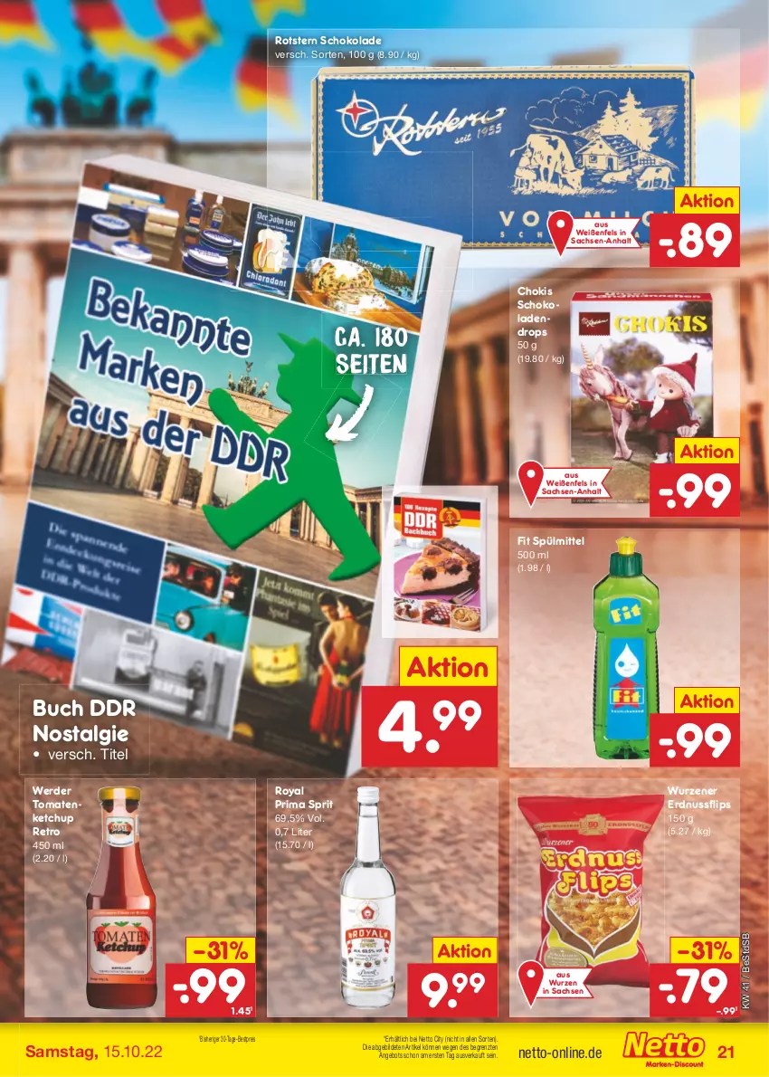 Aktueller Prospekt Netto Marken-Discount - Filial-Angebote - von 10.10 bis 15.10.2022 - strona 21 - produkty: angebot, bestpreis, buch, eis, erde, erdnuss, ketchup, LG, nuss, reis, sac, schoko, schokolade, schokoladen, spülmittel, Ti, tomate, tomaten, tomatenketchup, ZTE