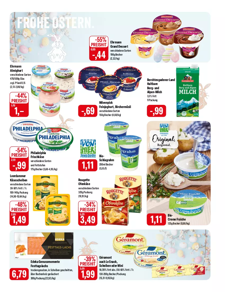 Aktueller Prospekt Feneberg - Prospekte - von 28.03 bis 30.03.2024 - strona 7 - produkty: almighur, almighurt, Becher, bio, buch, creme, deka, dessert, ehrmann, ehrmann almighurt, Ehrmann Grand Dessert, eis, ente, feinjoghurt, frischkäse, géramont, Holz, joghur, joghurt, Käse, käsescheiben, lachs, leerdammer, milch, mövenpick, müsli, nuss, Ofen, Ofenkäse, philadelphia, reis, rouge, rougette, salz, schlagrahm, schnitten, snack