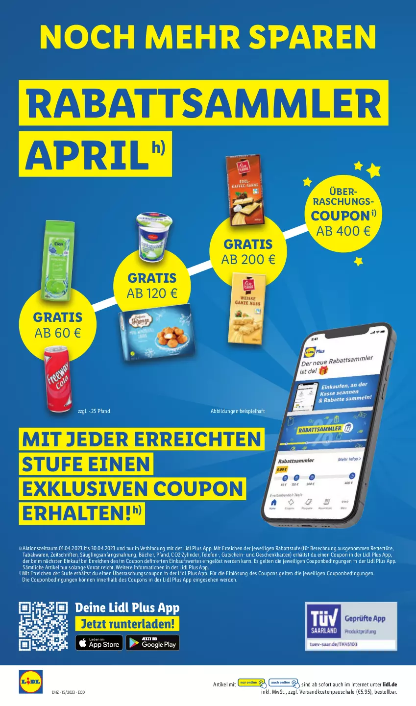 Aktueller Prospekt Lidl - Aktionsprospekt - von 11.04 bis 15.04.2023 - strona 12 - produkty: coupon, coupons, eis, erde, gutschein, ndk, pril, Schal, Schale, telefon, Ti, Tüte