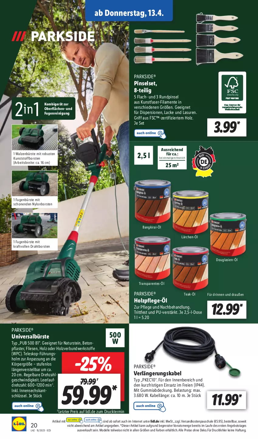 Aktueller Prospekt Lidl - Aktionsprospekt - von 11.04 bis 15.04.2023 - strona 24 - produkty: angebot, Brei, bürste, dell, Draht, eis, elle, ente, Fugenbürste, Holz, kraft, lack, Lacke, Mode, natur, naturstein, ndk, Parkside, pflaster, Pinsel, Pinselset, Reinigung, reis, Schal, Schale, Teleskop, Ti, ZTE