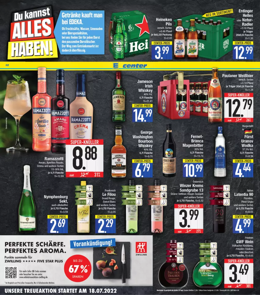 Aktueller Prospekt E Center - Angebote der Woche - von 11.07 bis 16.07.2022 - strona 12 - produkty: bier, bierspezialitäten, durstlöscher, frucht, fruchtsäfte, getränk, getränke, säfte, Spezi, Ti, wasser, wodka