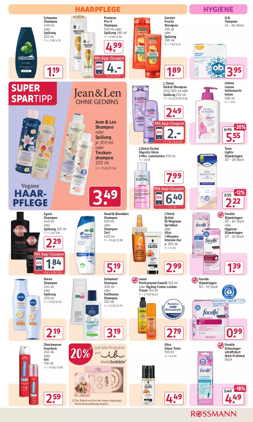 Aktueller Prospekt Rossmann - Prospekte - von 02.09 bis 06.09.2024 - strona 11 - produkty: arla, auer, coupon, creme, elle, elvital, Engel, Facelle, fructis, garnier, gliss, Haarlack, haarpflege, isana, lack, laminat, Lotion, nivea, O.b., pantene, pantene pro-v, pro-v, sana, schauma, schauma shampoo, Schwangerschaftstest, sebamed, shampoo, shampoo 250 ml, shampoo oder spülung, slip, slipeinlagen, spartipp, spülung, spülung 200 ml, syoss, Tampon, tampons, Ti, tonic, Trockenshampoo, vita, Waschlotion, Yo