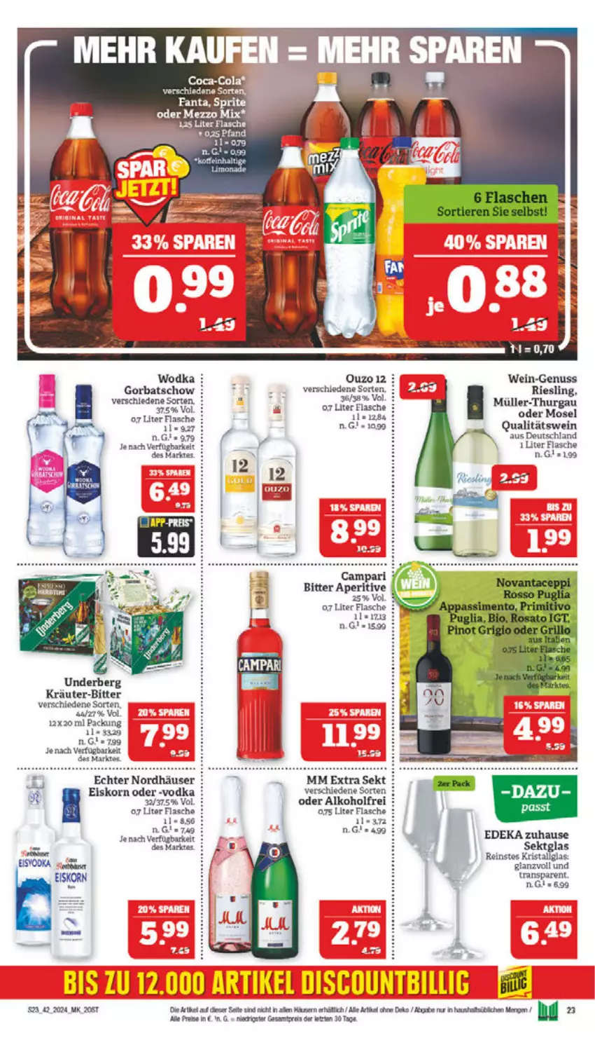 Aktueller Prospekt Marktkauf - Prospekt - von 13.10 bis 19.10.2024 - strona 23 - produkty: alkohol, campari, eier, eis, flasche, Gorbatschow, korn, kräuter, mm extra, Müller, Müller-Thurgau, nuss, ouzo, qualitätswein, reis, riesling, sekt, Ti, vodka, wein, wodka