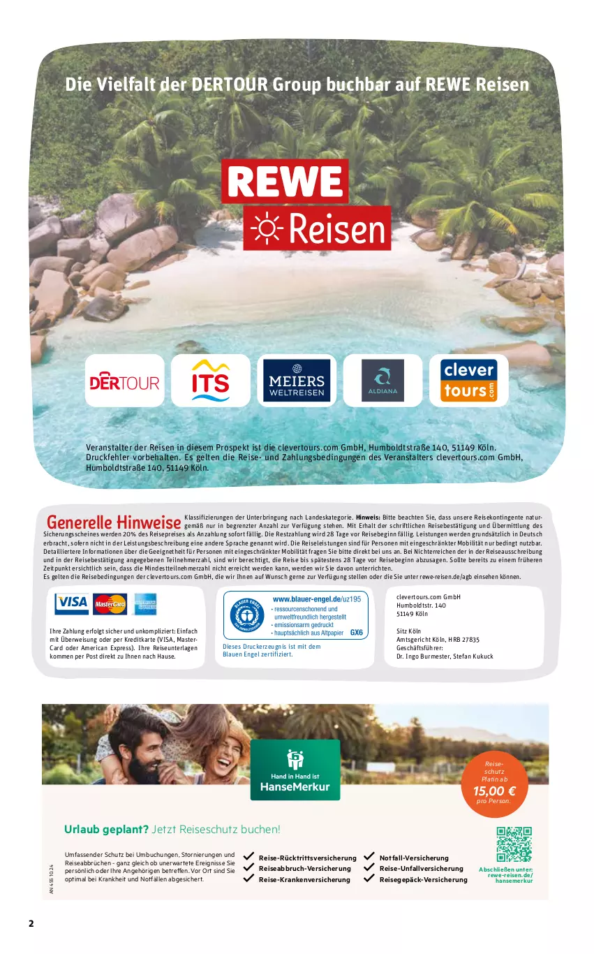 Aktueller Prospekt Rewe Reisen - Reiseprospekt - von 24.07 bis 29.08.2025 - strona 2 - produkty: buch, drucker, eis, elle, Engel, ente, erde, gin, kerze, LG, mastercard, natur, reis, rel, ring, Ti, ZTE