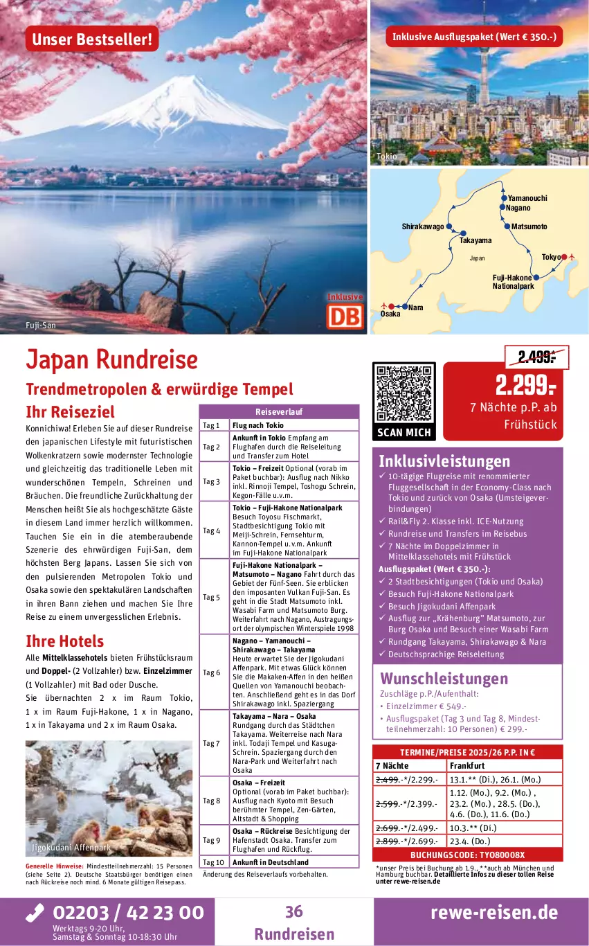Aktueller Prospekt Rewe Reisen - Reiseprospekt - von 24.07 bis 29.08.2025 - strona 36 - produkty: aust, Bad, buch, deutschsprachige reiseleitung, dusche, eis, elle, fisch, Heu, inklusivleistungen, mac, Metro, Mode, reis, reiseverlauf, rel, SANTE, Spiele, Ti, tisch, Toyo, uhr, wasa, Yo, ZTE