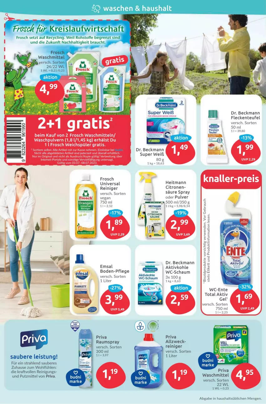 Aktueller Prospekt Budni - Prospekte - von 03.07 bis 08.07.2023 - strona 4 - produkty: aktiv gel, bio, biozidprodukte, Brei, Clin, Dr. Beckmann, eis, emsa, ente, Frosch, gin, heitmann, HP, kraft, Rauch, reiniger, Reinigung, rwe, Ti, Tiere, waschmittel, Waschpulver, weck, weichspüler