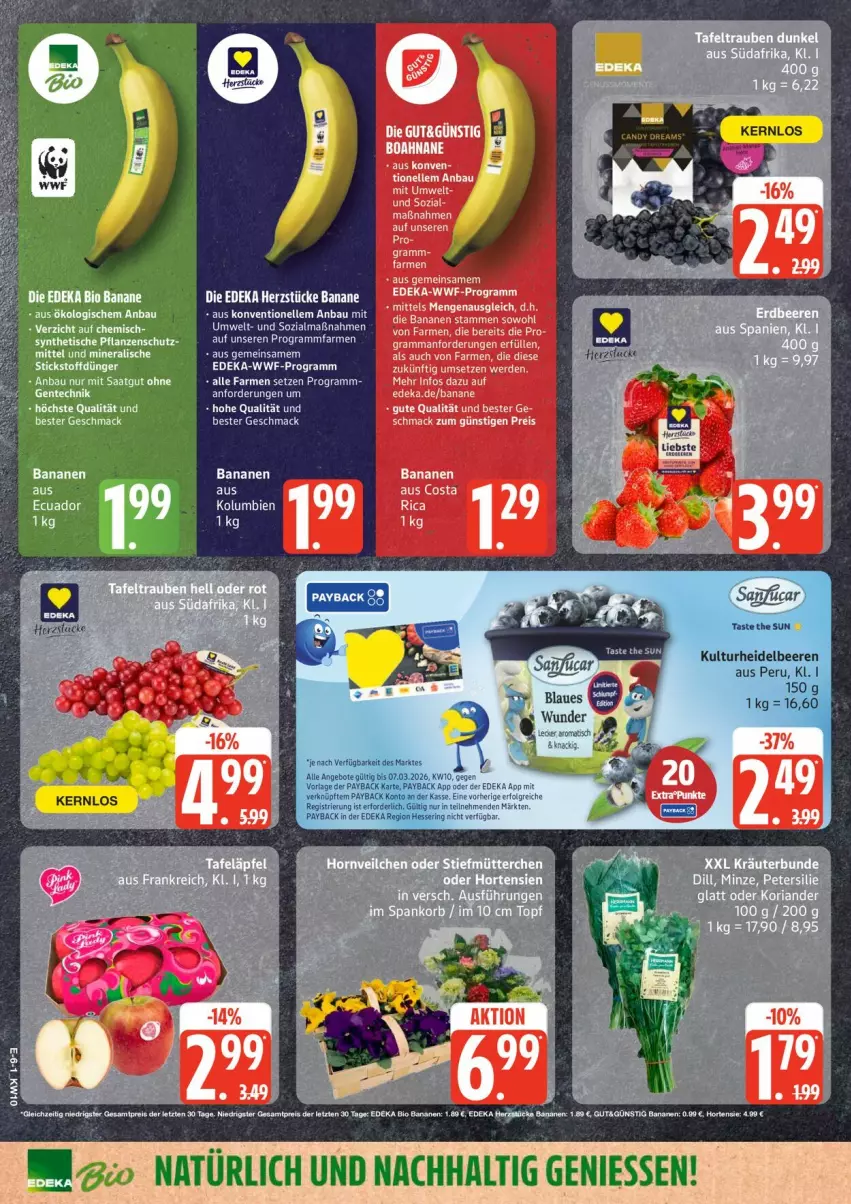 Aktueller Prospekt Edeka - Prospekte - von 02.03 bis 07.03.2026 - strona 6 - produkty: banane, bananen, Bau, bio, deka, edeka bio, eier, eis, elle, hortensie, Koriander, mac, minze, petersilie, pflanze, pflanzen, reis, Ria, Ti, tisch, usb, ZTE